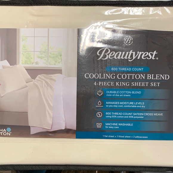 Beautyrest Cream Cooling Cotton Blend King Sheet Set - Picture 1 of 3
